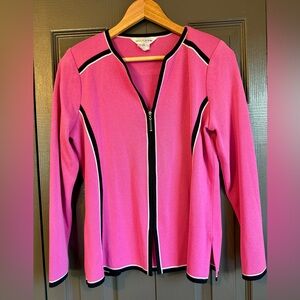 Exclusively Misook  Petite Vibrant Pink Blazer with Black Accents
